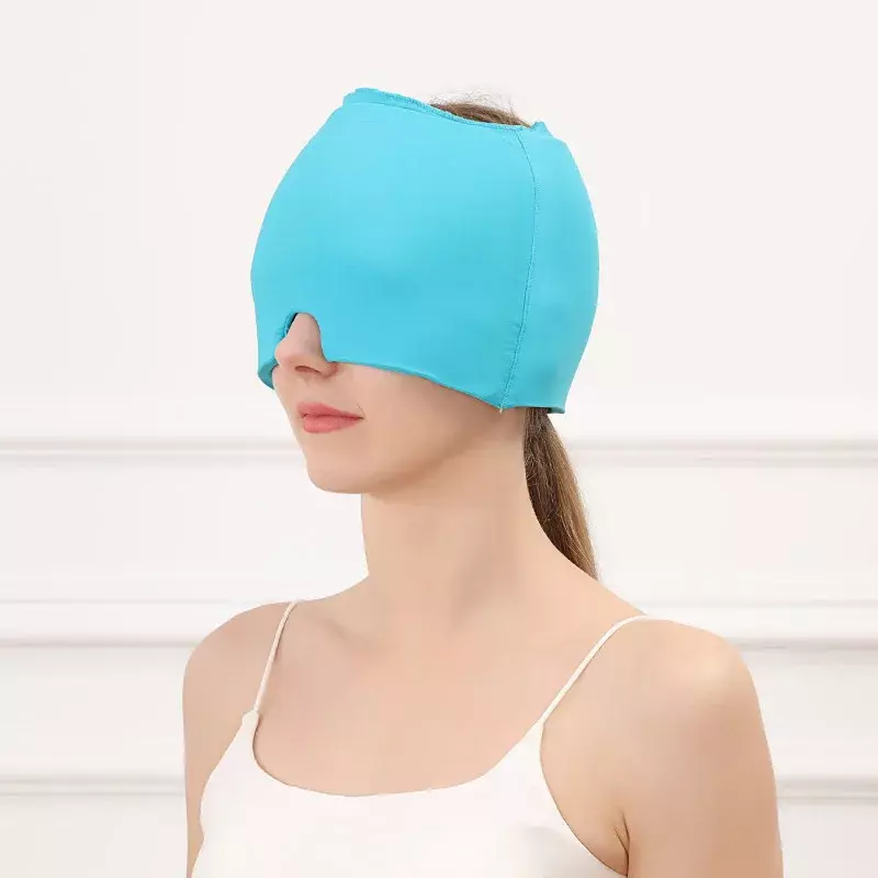 Topi sakit kepala, topi Gel penghilang sakit kepala terapi dingin, untuk meringankan nyeri, topi es, masker wajah, alat tidur pijat