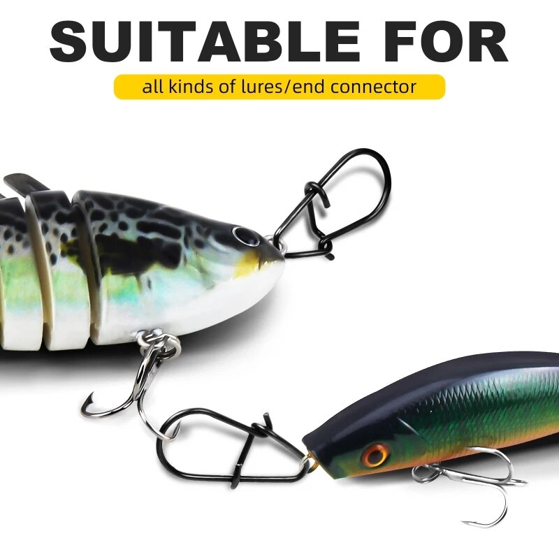 100Pcs/Pack Matte Black Fishing Snaps Crankbait Snaps Clips For Bass Lures Stainless Steel Fishhook Fishing Tackle