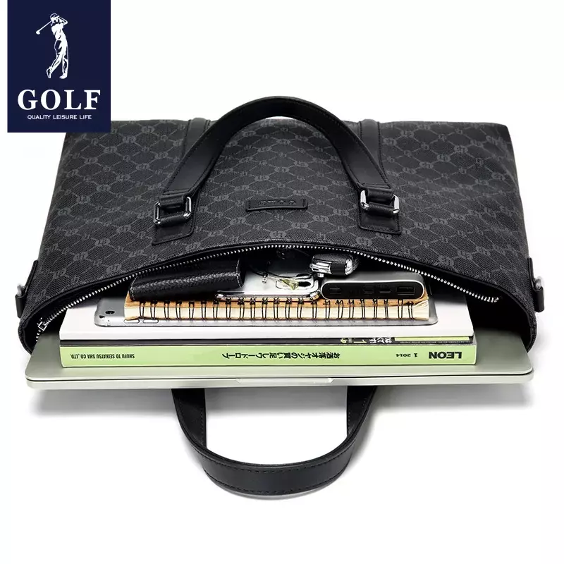 Мужской портфель для ноутбука 15 дюймов GOLF, деловая кожаная сумка через плечо, высококачественные роскошные деловые сумки-мессенджеры, водонепроницаемые Офисные Сумки