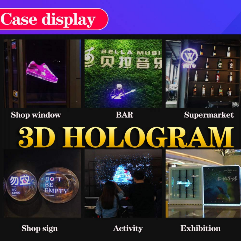 COEUS-proyector de holograma 3D, máquina de publicidad holográfica de 42cm, 2 aspas de ventilador, lámpara luminosa Led 224, Wifi montada en la pared