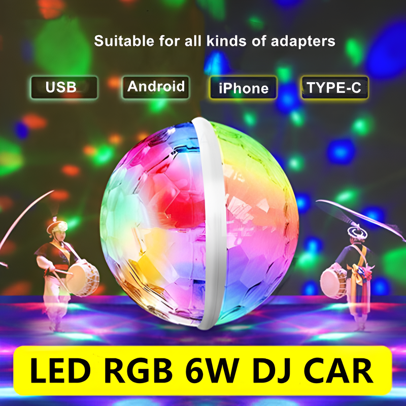 Mini luz LED RGB para coche, lámpara de escenario para DJ, USB, portátil, Bola de fiesta familiar, colorida, Bar, Club, iluminación para teléfono móvil