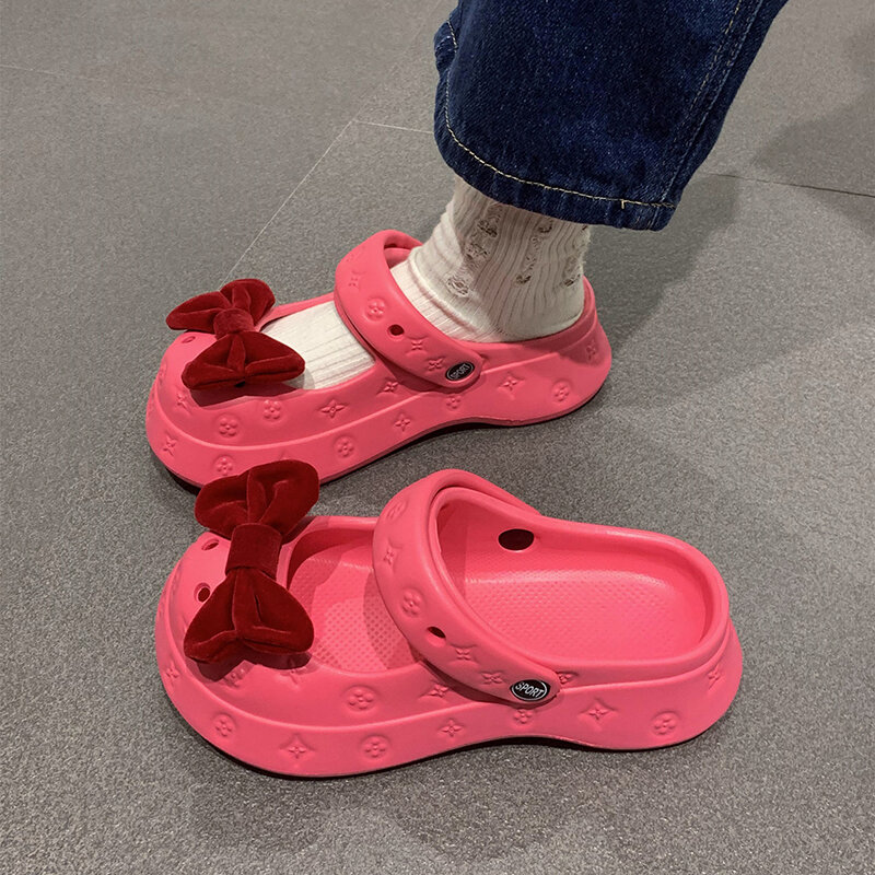 Zapatillas básicas con nudo de mariposa para mujer, zapatos de playa con punta cerrada, gran oferta, verano, 2023