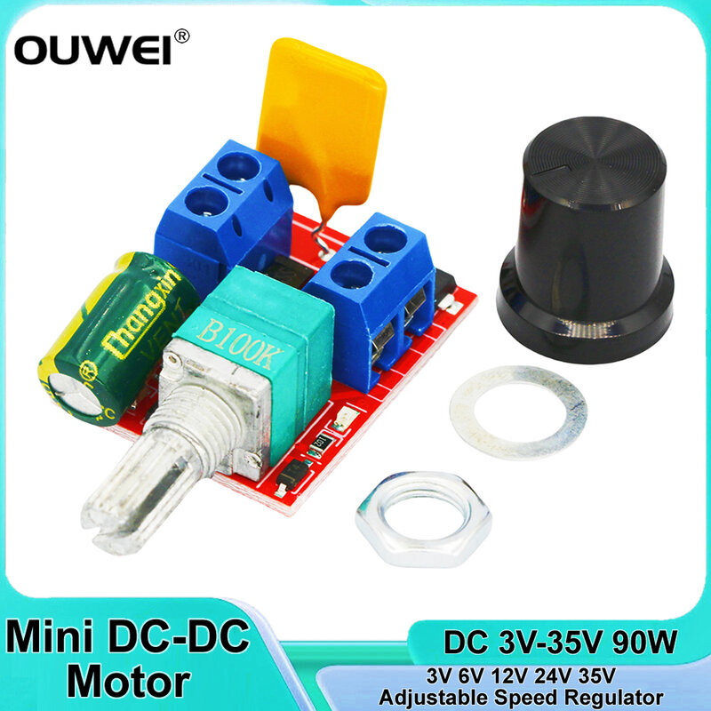 Mini DC-DC Motor 5A PWM Max 90W Speed Controller Module 3V 6V 12V 24V 35VDC Speed Regulator Adjustable Control Switch LED Dimmer
