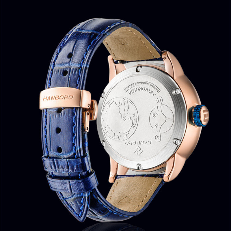 HANBORO Luxuri Man Starry Sky Watch For Men Mechanical Wristwatches Clock Earth Theme Design Automat Man Watch Herren Uhr Hot