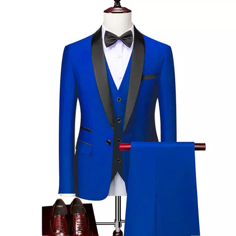 Пиджак и брюки для свадьбы и вечеринки, комплект из трех предметов, большой размер 5XL 6XL, Мужской Блейзер, пальто, брюки, жилет, Модный облегающий костюм