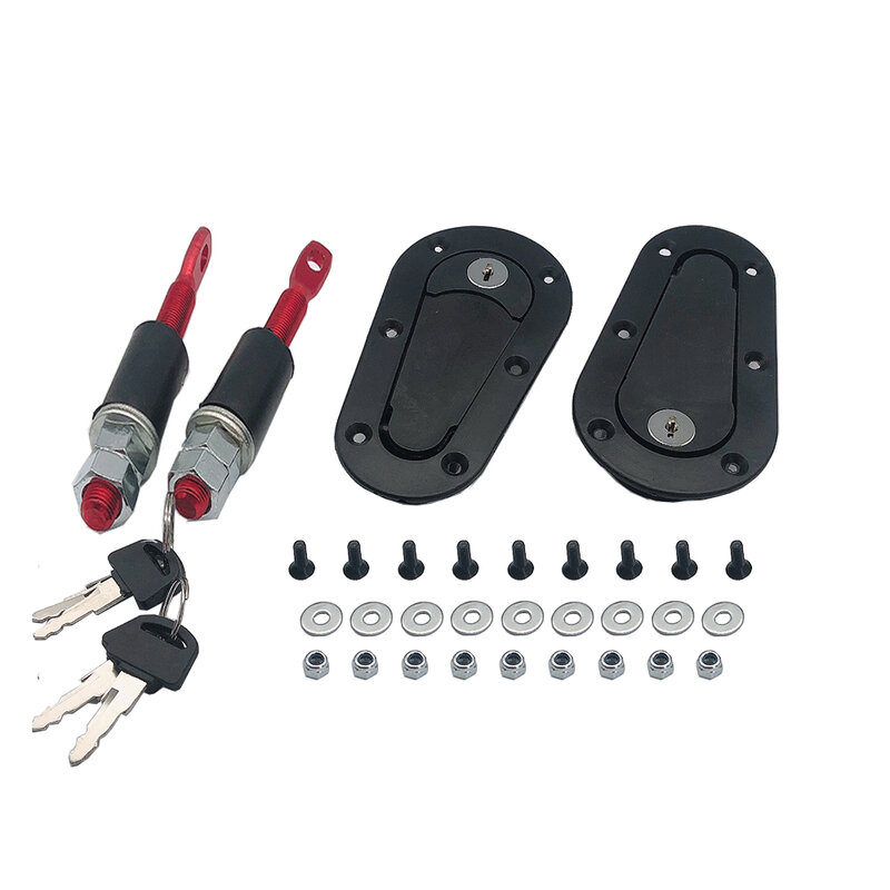 RESO--Universal Racing Car Hood Pin Engine Bonnet Latch Lock Kit Refitting with Keys Hood Lock Black/Carbon