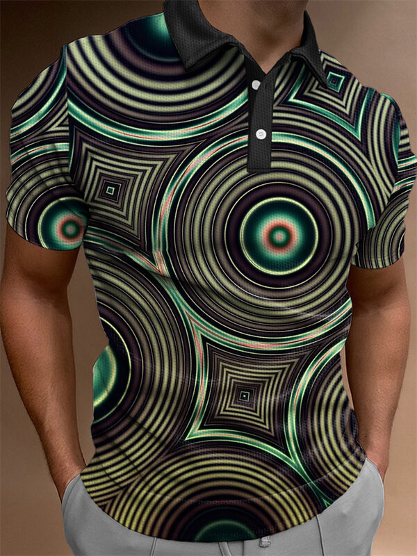 남성용 최신 재미있는 폴로 셔츠, 3D 프린트 반팔 골프 폴로 셔츠, 오버사이즈 스트리트 탑 티셔츠, 남성 의류, 여름