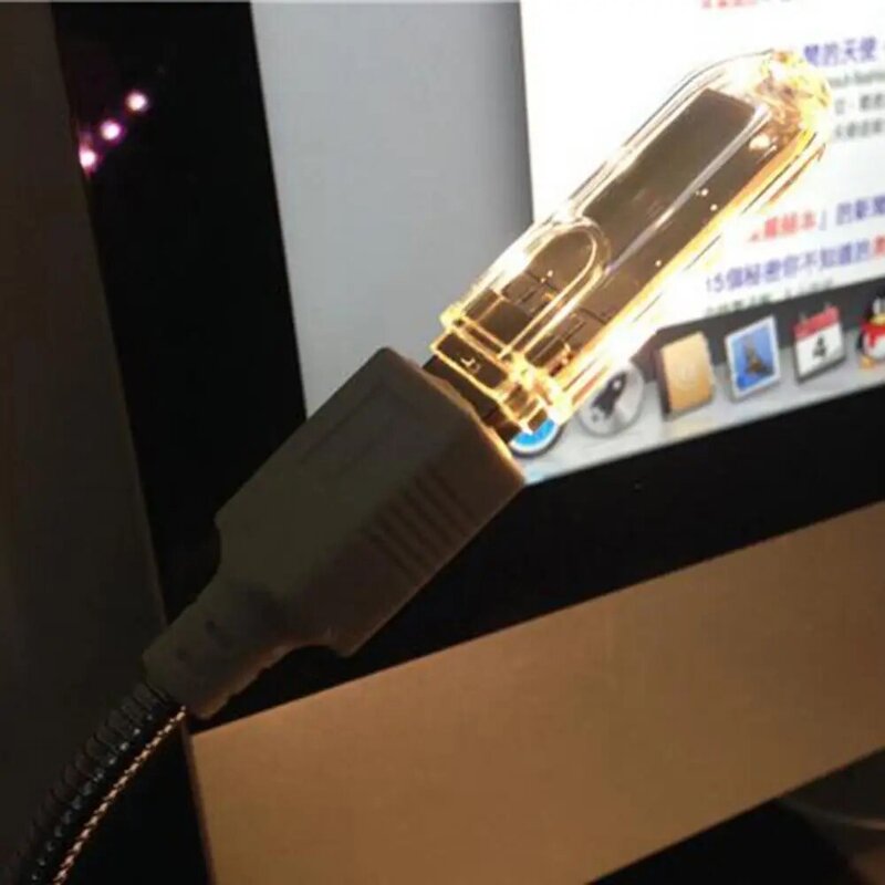 Lampu samping tempat tidur portabel, lampu malam LED isi daya USB untuk PC Laptop