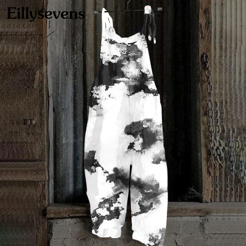 Summer Rompers Streetwear Printed Jumpsuit Thin Breathable Vintage Floral Print Elegant Women Cotton Linen Jumpsuits