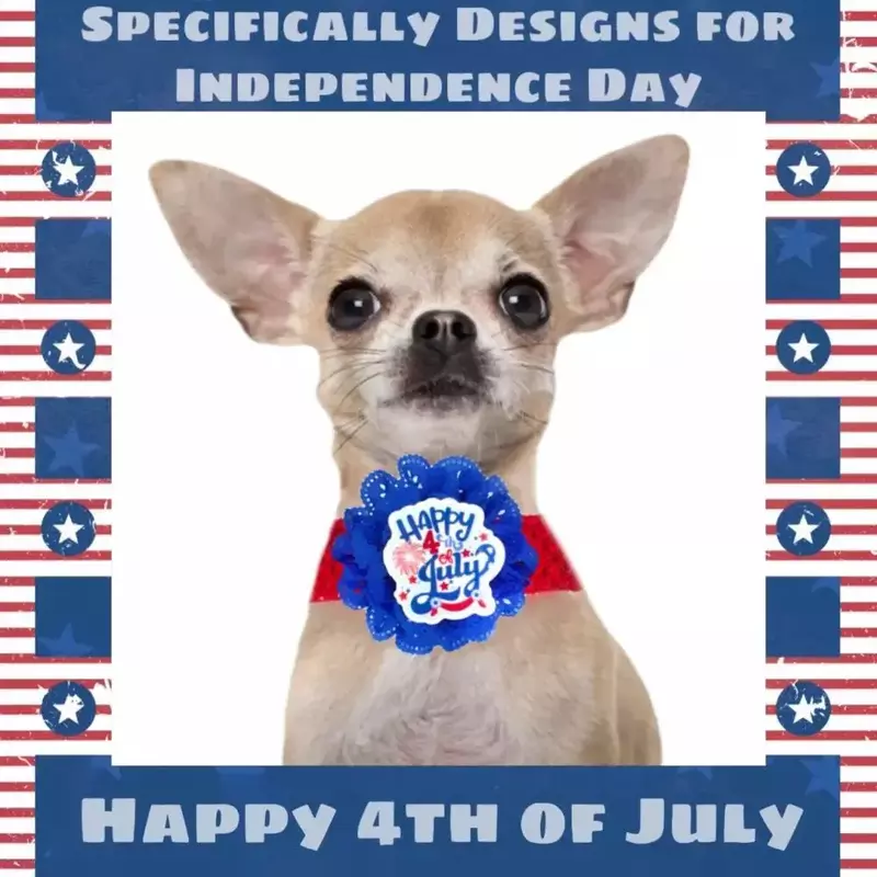 탄성 밴드가있는 독립 기념일 강아지 나비 넥타이, 작은 중간 대형 미국 국기 패턴 장식, 개 활 넥타이, 7 월 4 일, 30 개