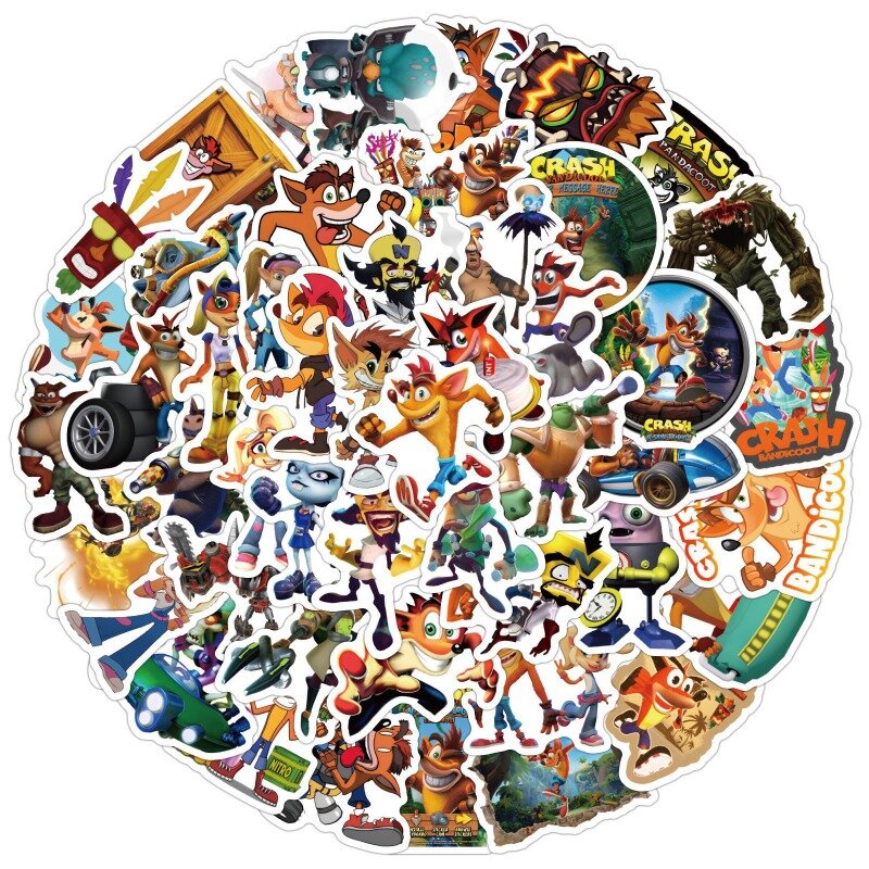 Bandicoot-calcomanía de dibujos animados para ordenador portátil, teléfono, Maleta, guitarra, monopatín, coche, pegatina impermeable, 10/60 piezas