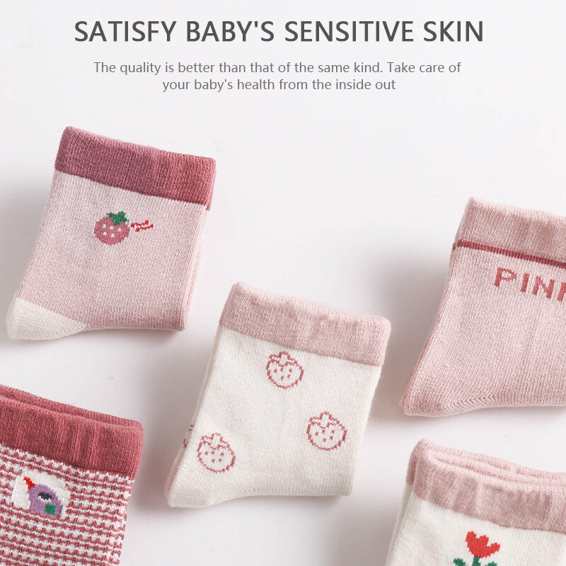 Modamama-Calcetines de algodón orgánico para niños y niñas, medias suaves para recién nacidos, 5 par/lote