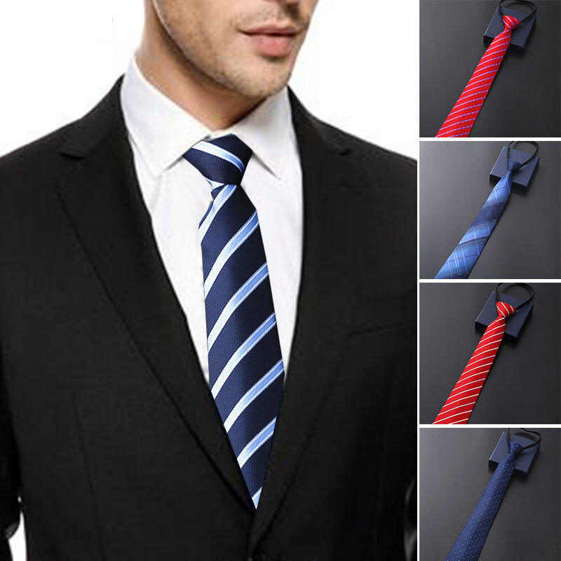 Gravata Jacquard Lazy Zipper para homens, acessórios de uso diário, presente de casamento masculino, gravatas de 8cm