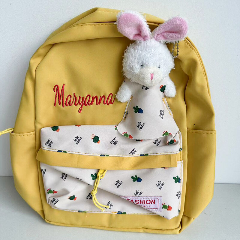 맞춤형 이름 공주 사랑스러운 작은 토끼 배낭, 소년 소녀 유치원 책가방, 맞춤형 자수 어린이 간식 가방