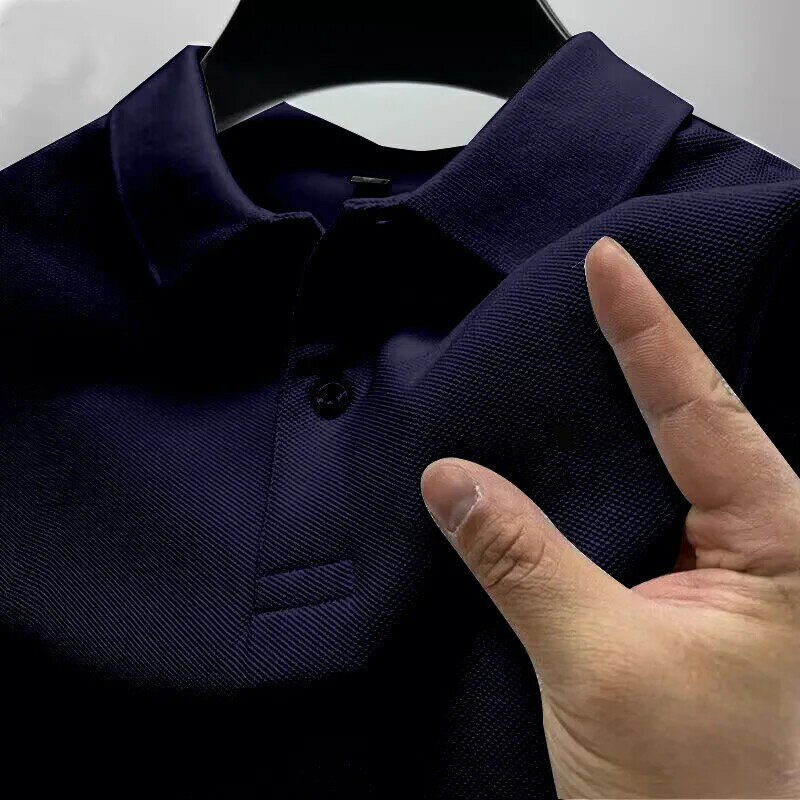 Polo de manga corta para hombre, camisa casual con estampado de negocios, alta calidad, marca de moda, verano, 2024
