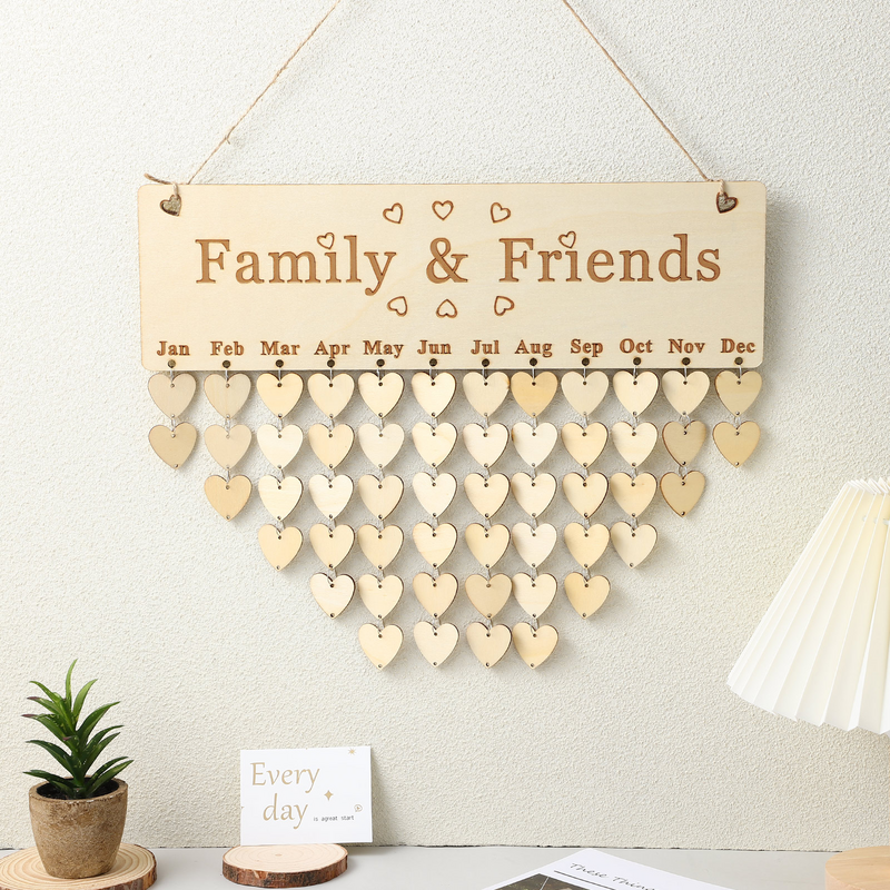 Wall Hanging Home Decoration Creative Family Birthday Calendarsssss Plaque with Tags Family Birthday Board with Tags