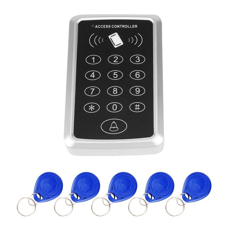 Sistema di controllo accessi per porte, tastiera con Password Stand-Alone RFID EM ID 125Khz con portachiavi Fobs con chiave RFID per la sicurezza domestica