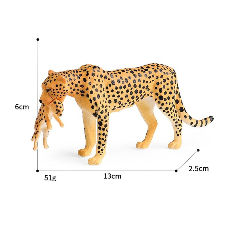 Mainan macan tutul, set Figurine Cheetah untuk mainan pendidikan pesta