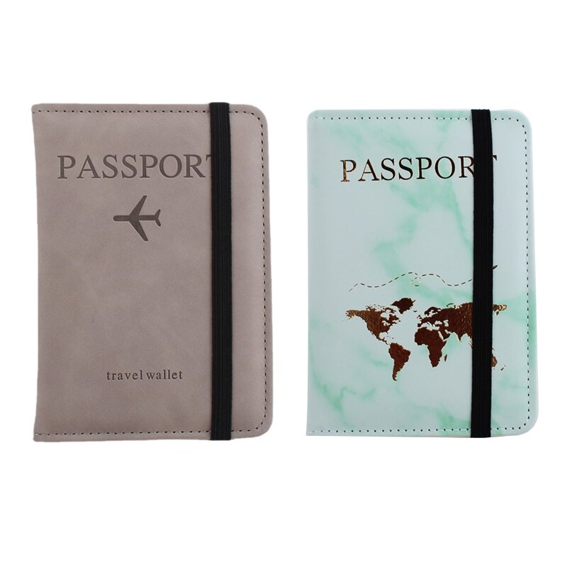 Pasaporte portátil cuero PU para estuche protector viaje protector tarjetas crédito organizador billetera para y