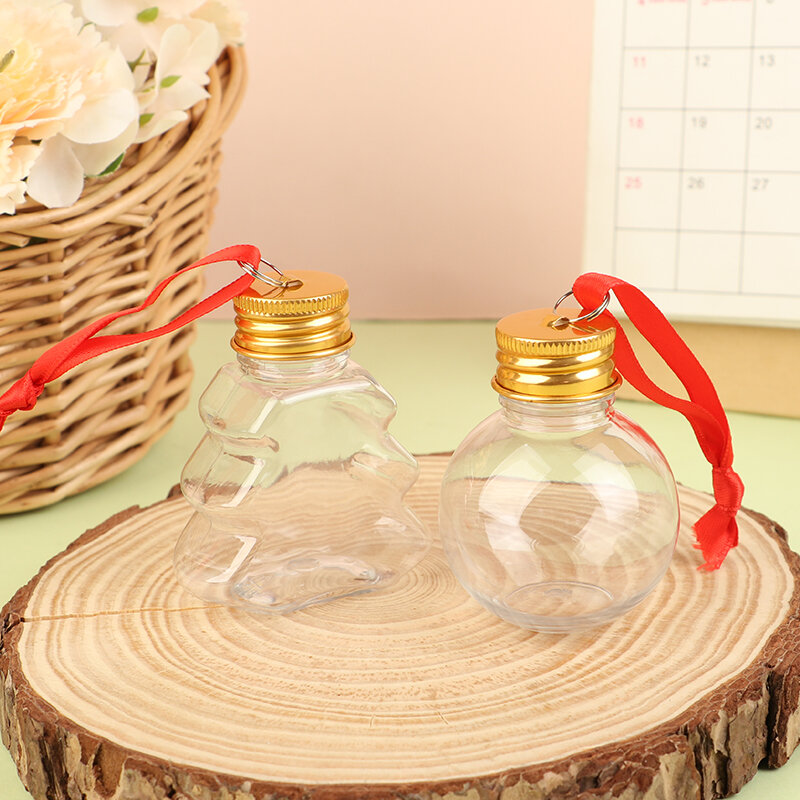 Bouteille d'alcool de Noël en plastique transparent, remplissable IkXmas, ornements d'arbre, pendentif de Noël, bouteille de jus de bonbons, 50ml, 1 pièce