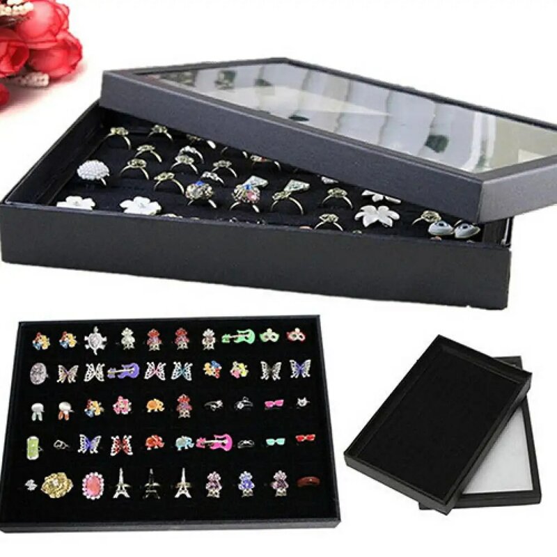 Jewelry Box Jewelry Organizer Ring Jewellery Display Storage Box Square Tray Show Case Organiser Earring Holder