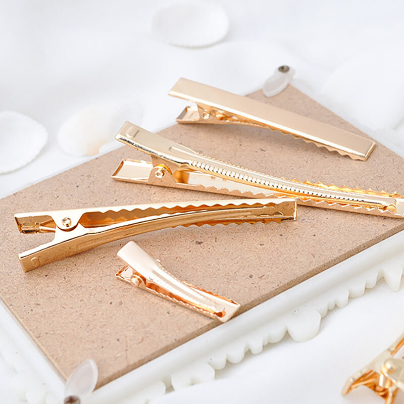 Pinzas de cocodrilo para el pelo de Color dorado KC, accesorios para la fabricación de joyas DIY, 30mm, 40mm, 45mm, 55mm, 75mm, 50/20 piezas