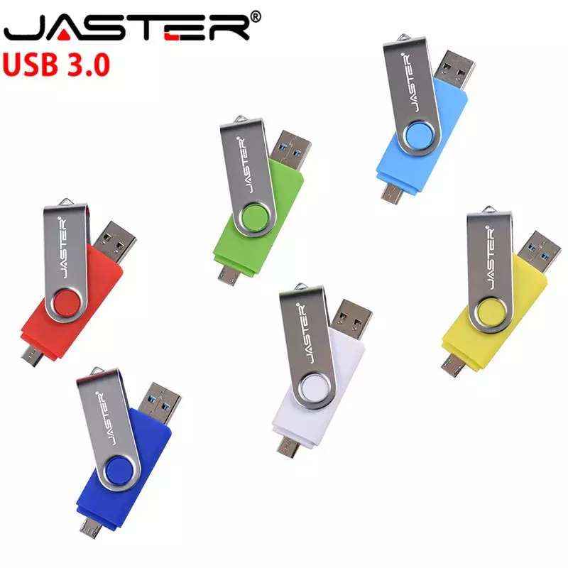JASTER USB 3.0 OTG Usb Flash Drives 8GB 16GB 32GB 64GB 128GB Pendrives Dual Pen Drive for android system with retail package
