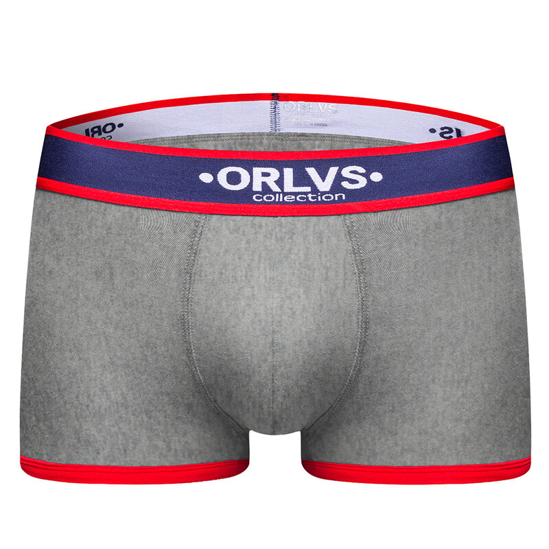 ORLVS-bóxer de algodón transpirable para hombre, ropa interior Sexy, calzoncillos cortos, suave, antideslizante