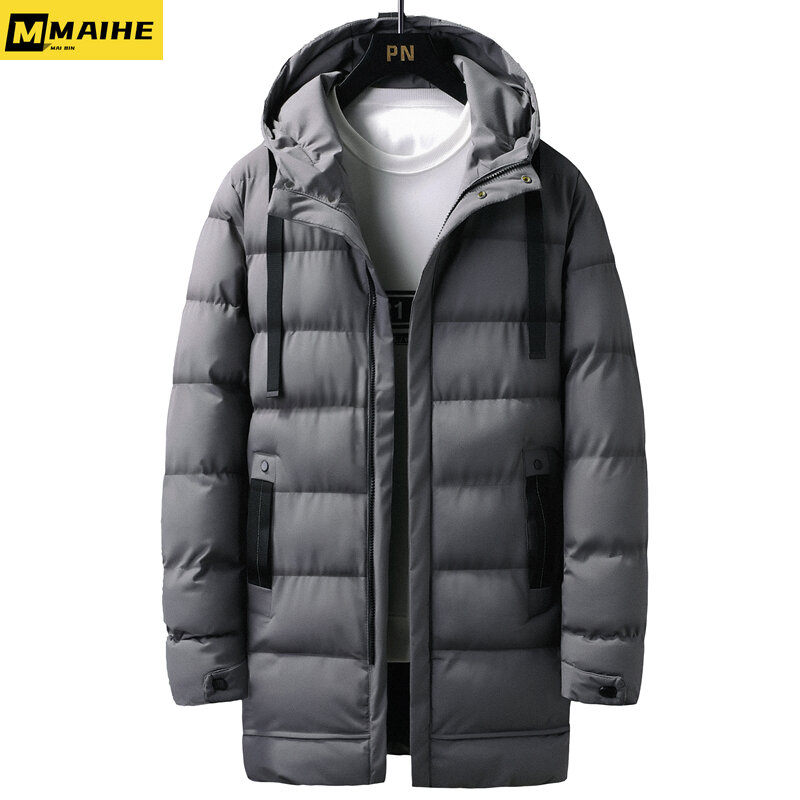 22024 남성용 겨울 재킷, 중간 길이, 두꺼운 패딩, 한국 버전, 유행 및 트렌디, 따뜻한 파카 코트