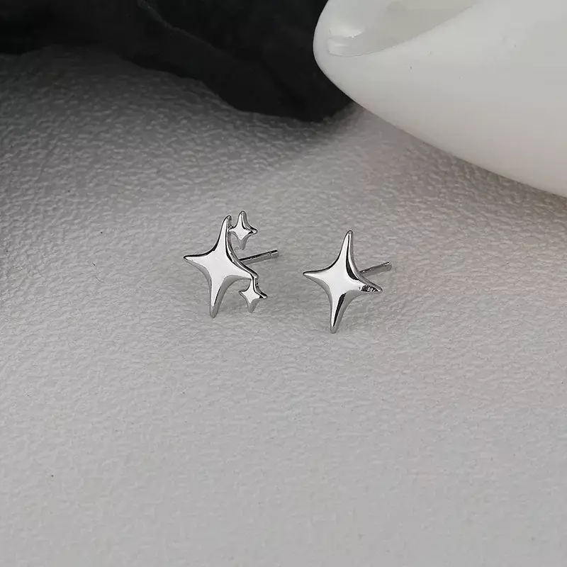 Fashion 925 Stamp Silver Gold Color Star Stud Earrings Women Girl Gift Cute Banquet Asymmetry Jewelry Dropshipping Wholesale