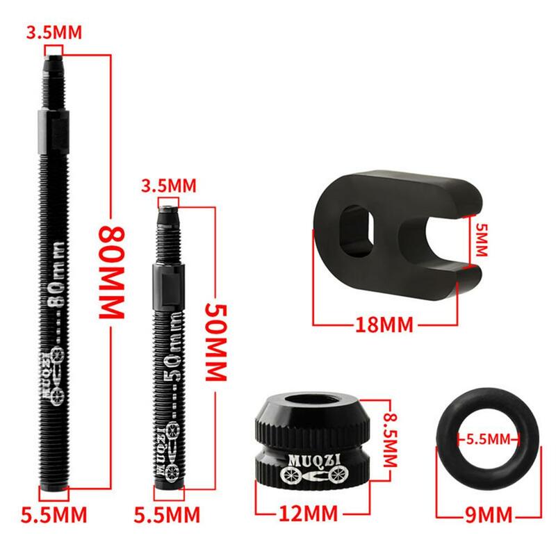 Removable 50mm 80mm Bike Bicycle Inner Tubes Valves Nut Presta Vavle Extender Extension Rod Adapter with Core Wrench Aluminium