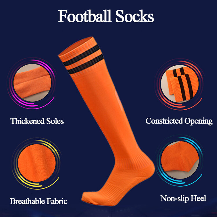 Meias de futebol adulto hit color wear-resistant crianças esporte meias longas sobre o joelho meias de hóquei de beisebol alta