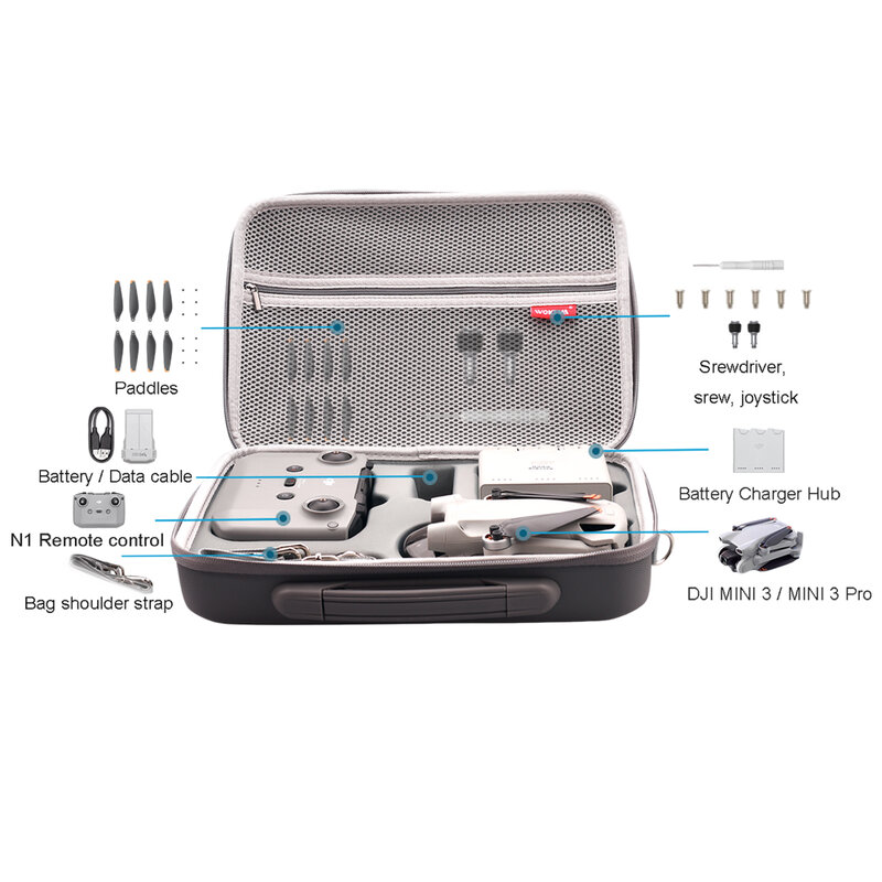 Bolsa portátil para DJI Mavic Mini 2, Drone Storage Handbag, Outdoor Carry Box Case, Drone Acessórios
