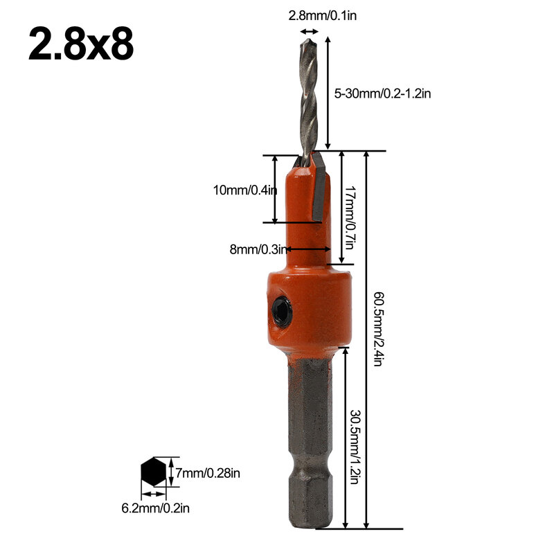 Brand New High-quality Drill Bit Countersink HCS Hex Shank Home Power Tools Replacement Salad Drill Step 1/4inch