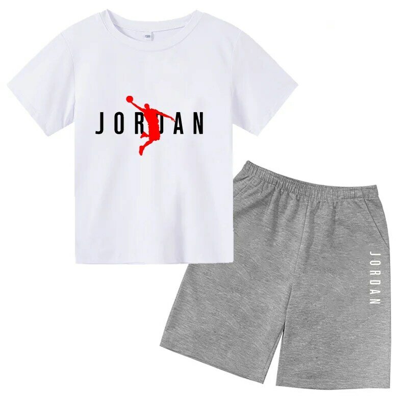 Летний костюм для мальчиков и девочек, футболка + штаны, детский модный костюм из 2 предметов, костюм для новорожденных, 2024