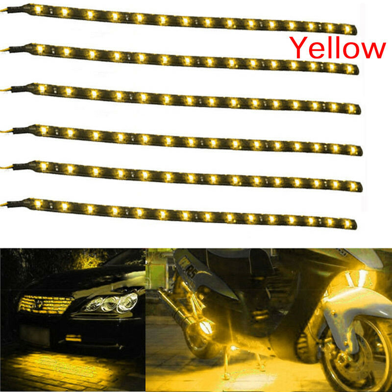 Tira de luces LED impermeables para interior de coche y motocicleta, luces decorativas suaves, SMD, 12V de CC, 6 unidades