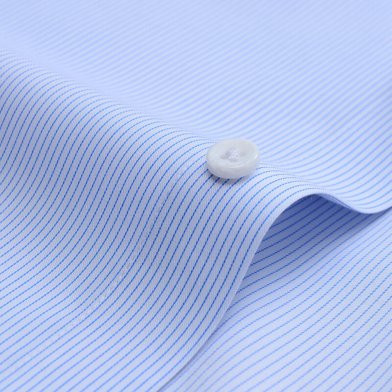 Men’s Small Striped Plaid Business Long Sleeve Shirts Elegant Office Formal Dress Shirt Smart Casual Standard Workwear Shirts