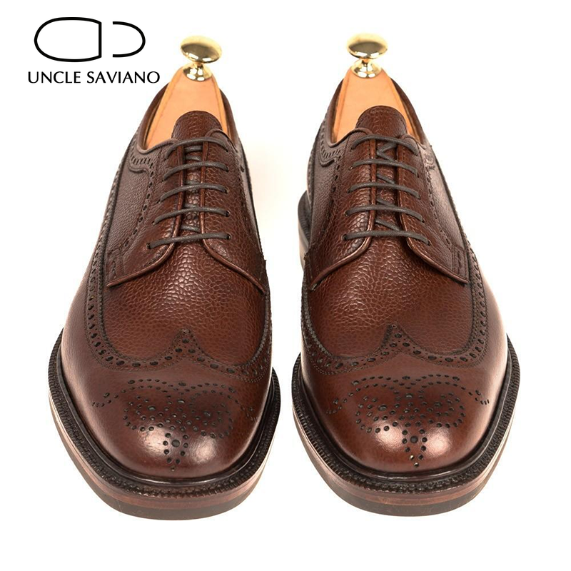Uncle saviano derby brogue noivo designer vestido melhor sapatos masculinos couro genuíno originais feitos à mão sapatos de negócios para homem