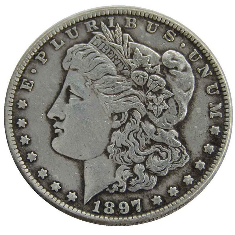 Koin seni pasangan menyenangkan kebebasan satu dolar AS 1897 mewah/koin keputusan kelab malam/koin peringatan keberuntungan + tas hadiah