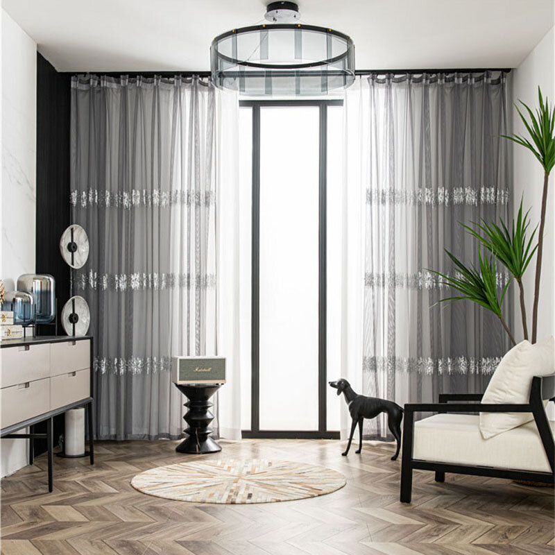Bahasa Perancis Mewah Bordir Payet Tulle Tirai untuk Living Room Mutiara Payet Tirai Benang untuk Kamar Tidur Disesuaikan X-M232 # CR