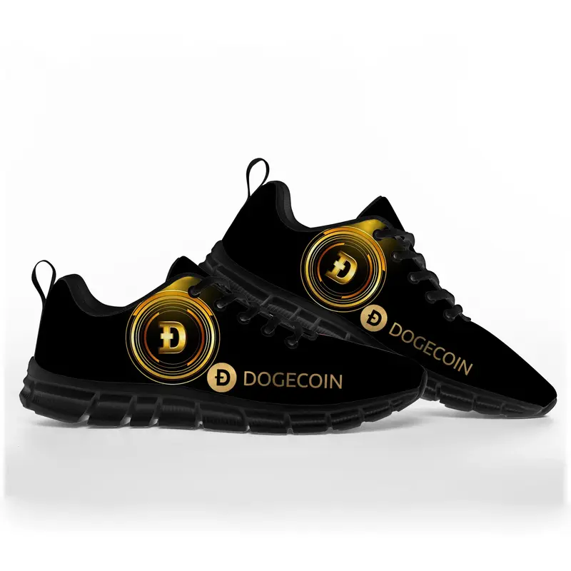 Dogecoin Unisex Sneakers, moeda criptográfica, moeda de cão, homens, mulheres, adolescentes, crianças, personalizado, alta qualidade, sapato casal
