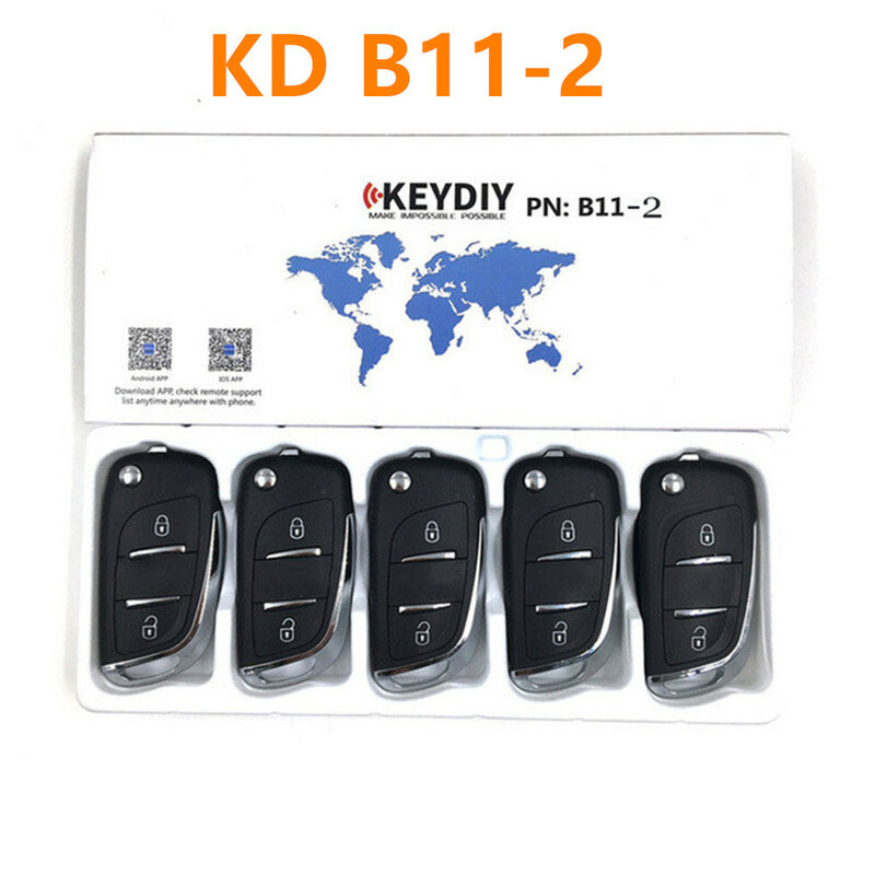 5 Stuks Universele Keydiy B Serie Remote Key Kd B11 2/3 Knoppen B11-2 B11-3 Auto Afstandsbediening Voor Kd900/KD-X2/Mini Kd Auto Sleutel