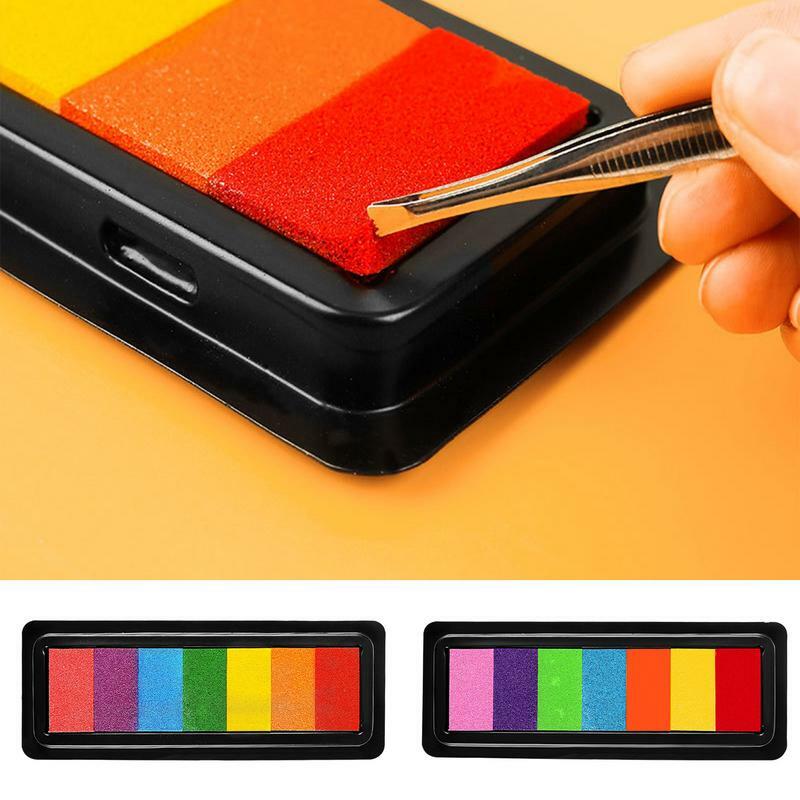 Almofada de tinta multifuncional para pintura segura a dedo, almofada de tinta Graffiti, fácil limpeza, artesanato DIY, 7 cores