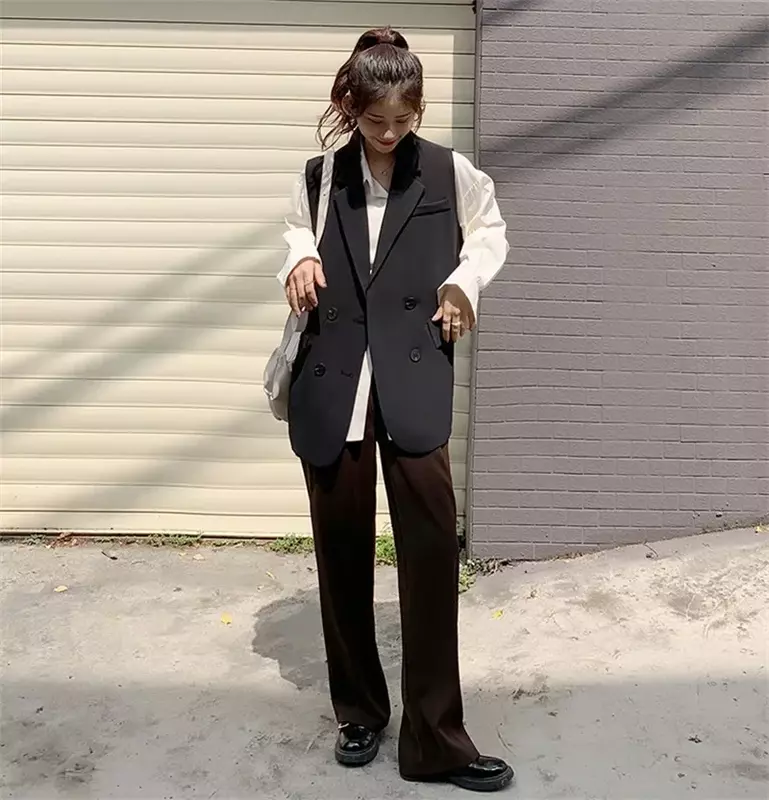 Khaki Frauen Anzüge 1 Stück Weste Weste Zweireiher formelle Büro Dame Business Arbeit tragen Mode Mädchen Mantel Ballkleid