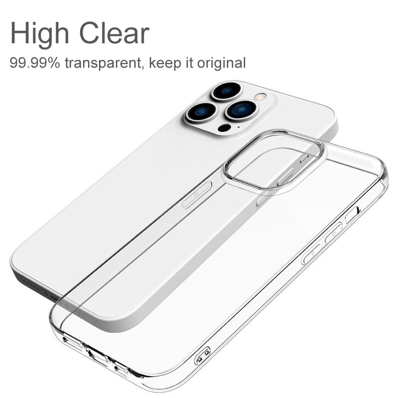 Ультратонкий прозрачный силиконовый чехол для iPhone 15 14 13 12 11 Pro Xs Max Mini XR X 7 8 6 s Plus 6 SE 2020 2022 2016 5