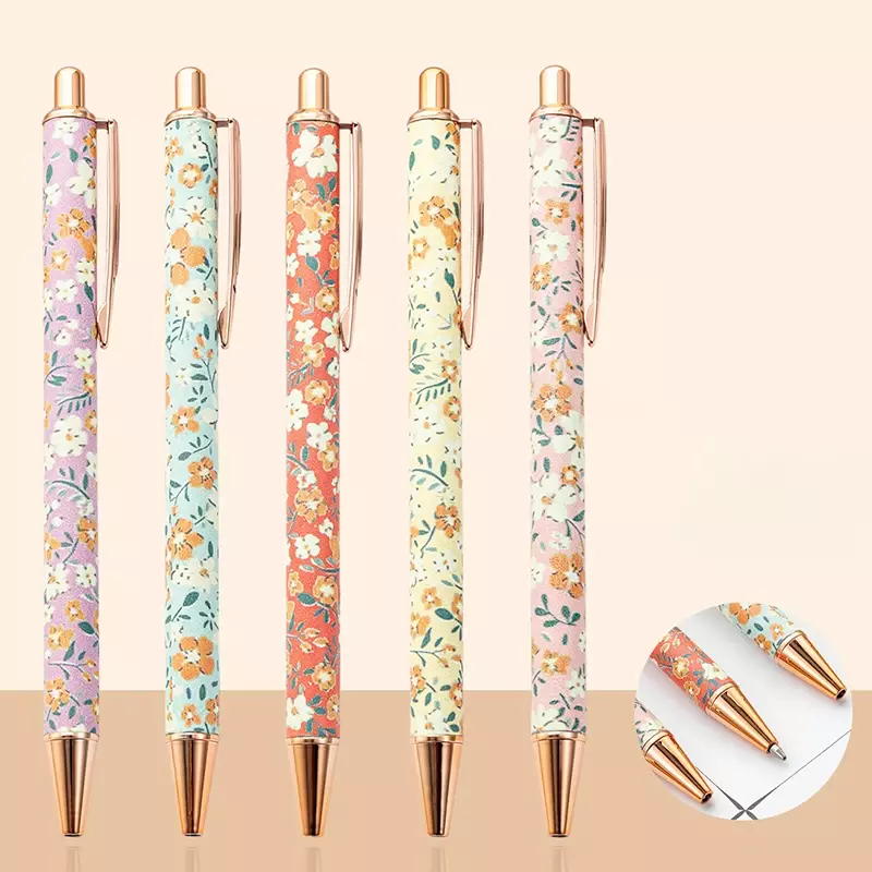 Kawaii Floral 1.0mm Ballpoint Pens Portable Smooth Writing Signature Pens Cute Press Gel Pens Gifts Stationery Office Supplies