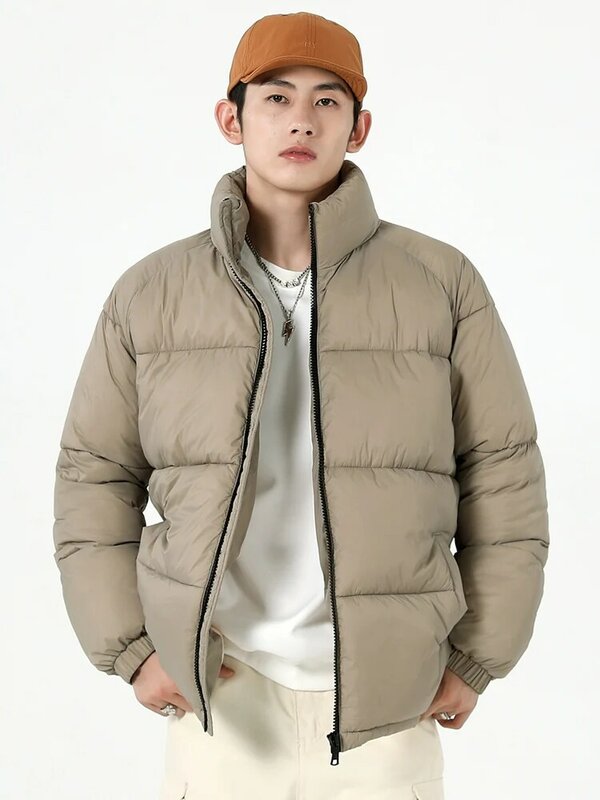 남성용 스탠드 칼라 두꺼운 따뜻한 패딩 재킷, 캐주얼 바람막이 보온 패딩 코트, 한국 패션 파카, 2023 겨울 신상