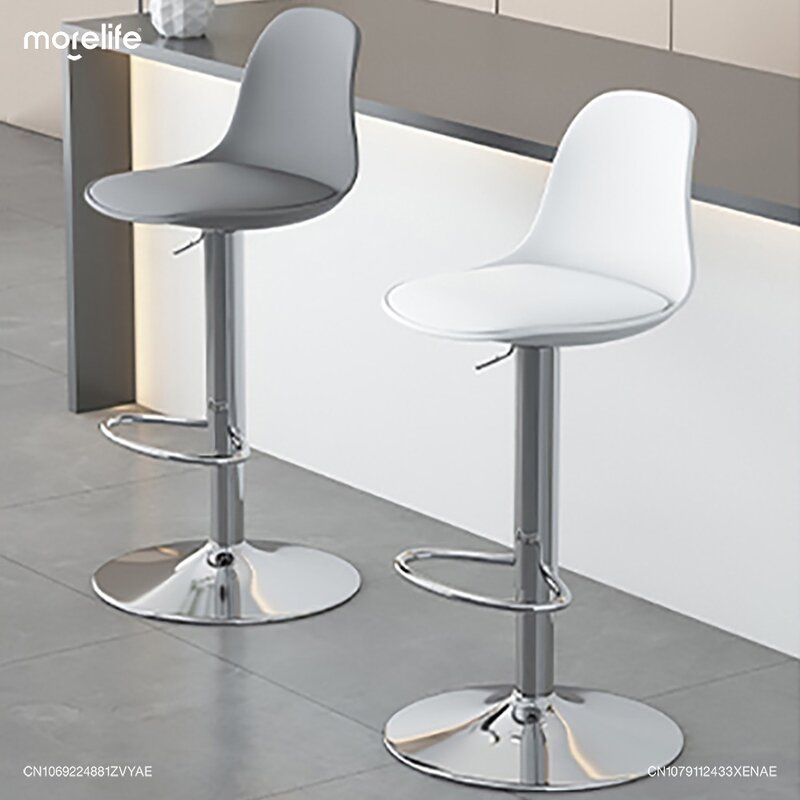 Sillas de barra giratorias de 360 grados, mueble con espejo plateado nórdico, altura ajustable de 60-80cm, taburete de patas altas