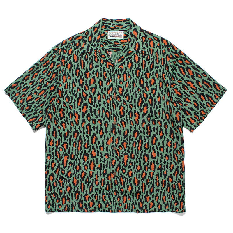 Классическая рубашка WACKO MARIA с леопардовым принтом, Высококачественная Ретро рубашка с коротким рукавом, топы, мужская и женская гавайская рубашка