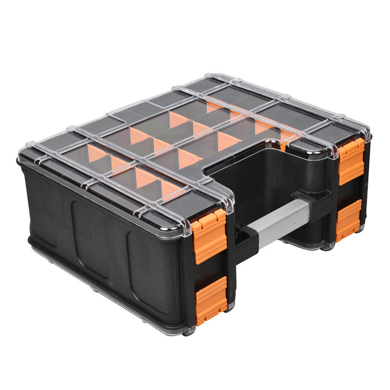 Kotak peralatan portabel, suku cadang dua sisi, kotak penyimpanan sekrup, kotak alat keras, kotak pengatur Multi-grid Bolt ToolBox